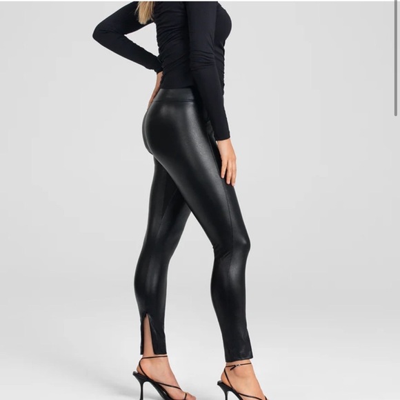 Honey love Just Like Leather Leggings Black Ankle Zip Shaping Smoothing F. - Picture 10 of 13